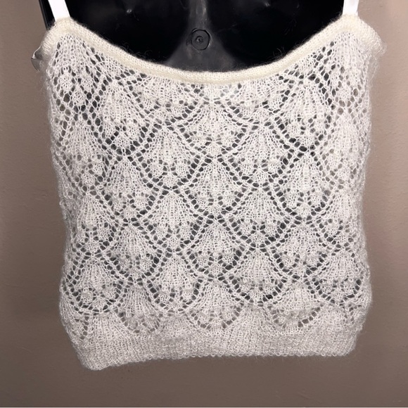 Vintage 90s Y2K Era Moda Mohair Ivory Soft Knit Tank Neutral Classic Medium - Picture 5 of 14
